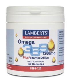 Lamberts Omega 3 6 9 1200mg Plus Vitamin D3 5μg Έλαιο Βοράγου & Ελαιόλαδου 1200mg, 120 κάψουλες