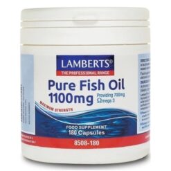 Lamberts Pure Fish Oil 1100mg, Συμπλήρωμα Ιχθυελαίων για Καρδιά, Αρθρώσεις, Δέρμα & Εγκέφαλο, 180 Κάψουλες