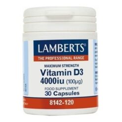Lamberts Vitamin D3 4000iu, Υγεία Οστών, Δοντιών, Ανοσοποιητικού (100μg), 30 Κάψουλες