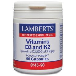 Lamberts Vitamin D3 1000iu & K2 90µg, Βιταμίνη για Ενίσχυση του Ανοσοποιητικού & την Υγεία των Οστών 1000iu, 90 Κάψουλες