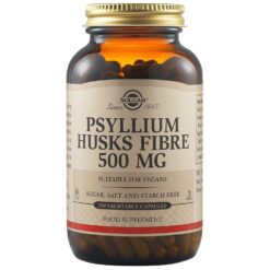 Solgar Psyllium Husks Fibre 500mg Συμπλήρωμα Διατροφής για Περιπτώσεις Χρόνιας ή Παροδικής Δυσκοιλιότητας – Συμβάλλει στον Έλεγχο του Βάρους, 200 Φυτικές Κάψουλες