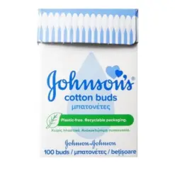 Johnson & Johnson Μπατονέτες Χωρίς Πλαστικό σε Ανακυκλώσιμη Συσκευασία 100τμχ