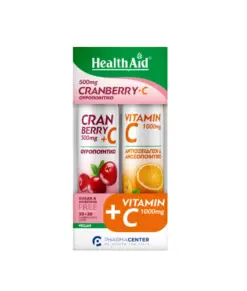 Health Aid Promo Pack Cranberry 500mg + Vitamin C, 20tabs & Vitamin C 1000mg, 20tabs