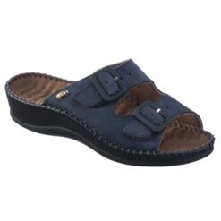 Scholl Weekend Δερμάτινα Γυναικεία Ανατομικά Σανδάλια Μπλε