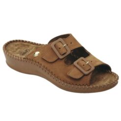 Scholl Weekend Δερμάτινα Γυναικεία Ανατομικά Σανδάλια Καφέ