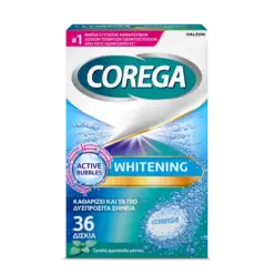 Corega Whitening, Καθαριστικά Δισκία για Τεχνητή Οδοντοστοιχία, 36 Δισκία