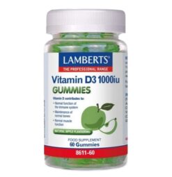 Lamberts Vitamin D3 1000iu Gummies, με Φυσική Γεύση Μήλου, 60 Ζελεδάκια