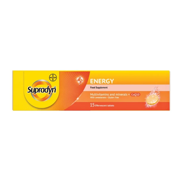 Supradyn Energy Πολυβιταμίνες για ενέργεια με συνένζυμο Q10 & άλλες βιταμίνες και μέταλλα, 15 Αναβράζοντα Δισκία