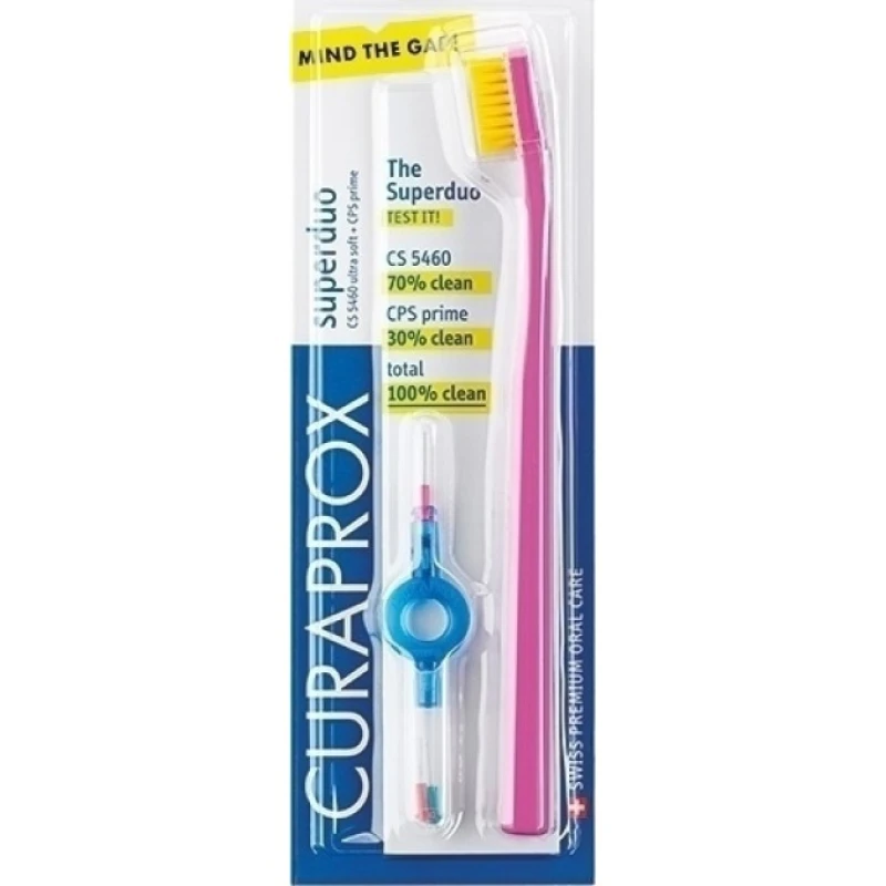 Curaprox Superduo CS 5460 Ultra Soft Πολύ Μαλακή Οδοντόβουρτσα & CPS Prime Mixed Μεσοδόντια Βουρτσάκια