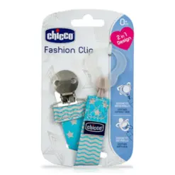 Chicco Pacifier Fashion Clip Κλιπ Πιπίλας σε Σιελ Χρώμα, 1 τεμάχιο
