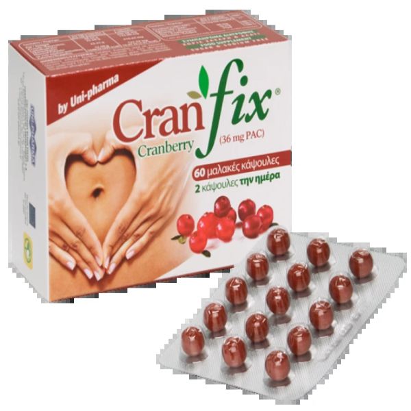 Unipharma Cranfix Συμπλήρωμα Διατροφής για Αντιμετώπιση Ουρολοίμωξης & Τόνωση του Ανοσοποιητικού Συστήματος