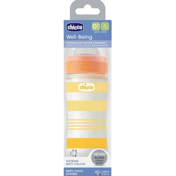 Chicco Μπιμπέρο Γυάλινο WB Unisex 240ml ΘΣ 0Μ+