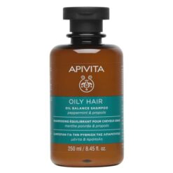 Apivita Oily Hair Oil Balance Shampoo Peppermint & Propolis - Σαμπουάν για ρύθμιση της λιπαρότητας, 250ml