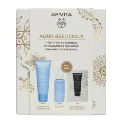 Apivita Promo Aqua Beelicious Cream Ενυδατική Κρέμα Προσώπου Πλούσιας Υφής 40ml + Ενυδατικός Ορός 10ml + Black Detox Cleansing Gel Καθαρισμού 5ml