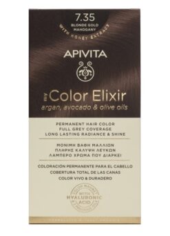 Apivita My Color Elixir, Βαφή Μαλλιών Ξανθό Μελί Μαονί – 7.35